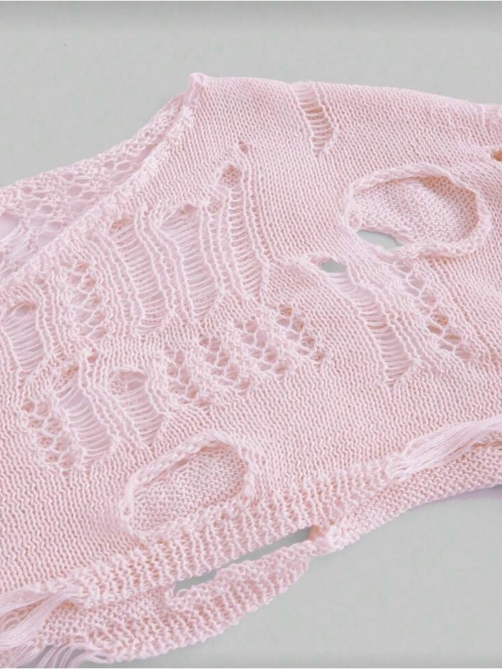 Pink Cutout Knit Shrug Sweater - Women's Lightweight Layer - Picture 3 of 4